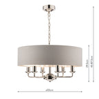 Laura Ashley Sorrento 6lt Pendant Nichel Lucido con Ombra Argento