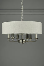 Laura Ashley Sorrento Pendant a 6 luci in Nichel Satinato con Ombra Naturale
