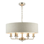 Laura Ashley Sorrento Pendant a 6 luci in Nichel Satinato con Ombra Naturale