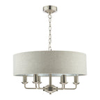Laura Ashley Sorrento Pendant a 6 luci in Nichel Satinato con Ombra Naturale