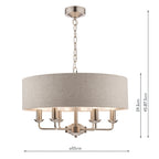 Laura Ashley Sorrento Pendant a 6 luci in Nichel Satinato con Ombra Naturale