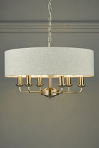 Laura Ashley Sorrento Pendant a 6 luci in Nichel Satinato con Ombra Naturale
