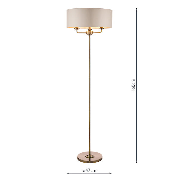 Lampada da Terra Laura Ashley Sorrento Ottone Antico con Paralume Avorio