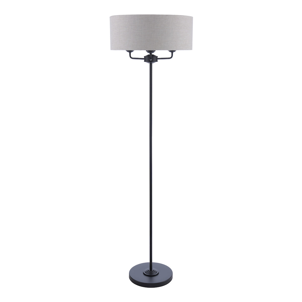 Lampada da Terra Laura Ashley Sorrento Nero Opaco con Paralume Naturale