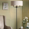 Lampada da Terra Laura Ashley Sorrento Nero Opaco con Paralume Naturale