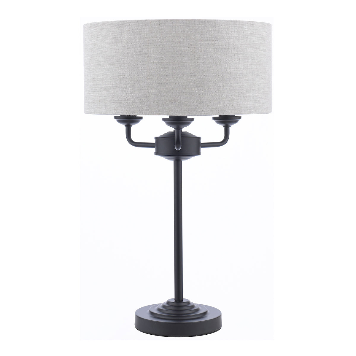 Lampada da Tavolo Sorrento Laura Ashley Nero Opaco e Naturale con Paralume