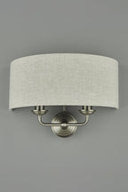 Applique Laura Ashley Sorrento in Nichel Satinato con Paralume Naturale