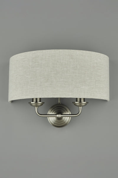 Applique Laura Ashley Sorrento in Nichel Satinato con Paralume Naturale