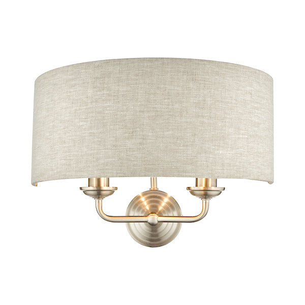 Applique Laura Ashley Sorrento in Nichel Satinato con Paralume Naturale