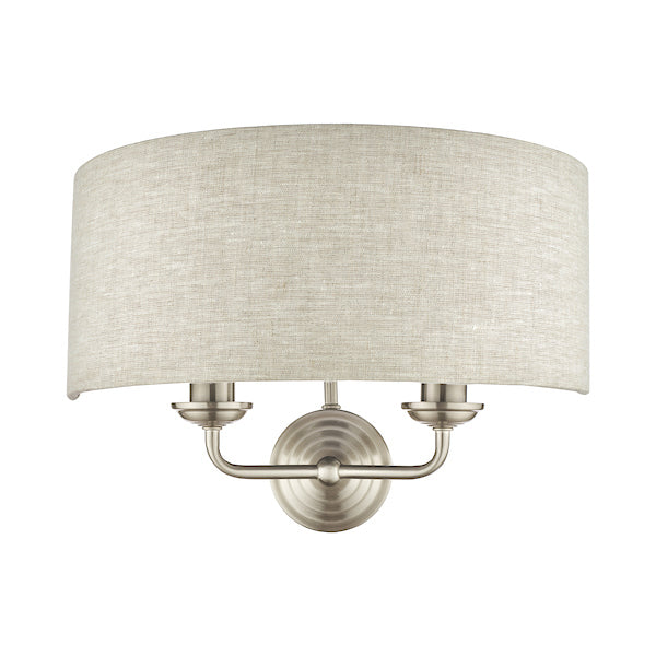 Applique Laura Ashley Sorrento in Nichel Satinato con Paralume Naturale