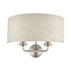 Applique Laura Ashley Sorrento in Nichel Satinato con Paralume Naturale
