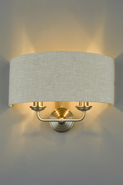 Applique Laura Ashley Sorrento in Nichel Satinato con Paralume Naturale