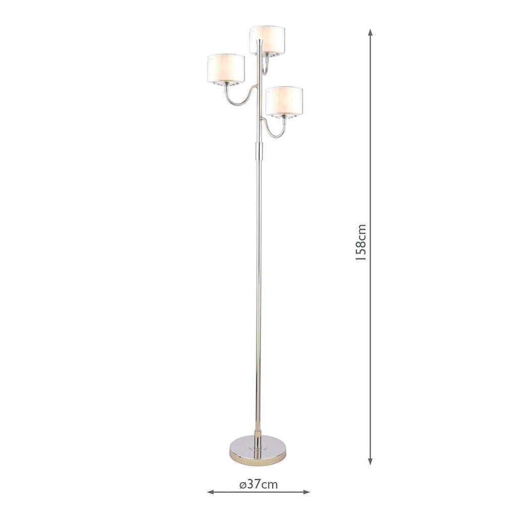Lampada da Terra Laura Ashley Southwell a 3 Luci in Nichel Lucido e Vetro Opale