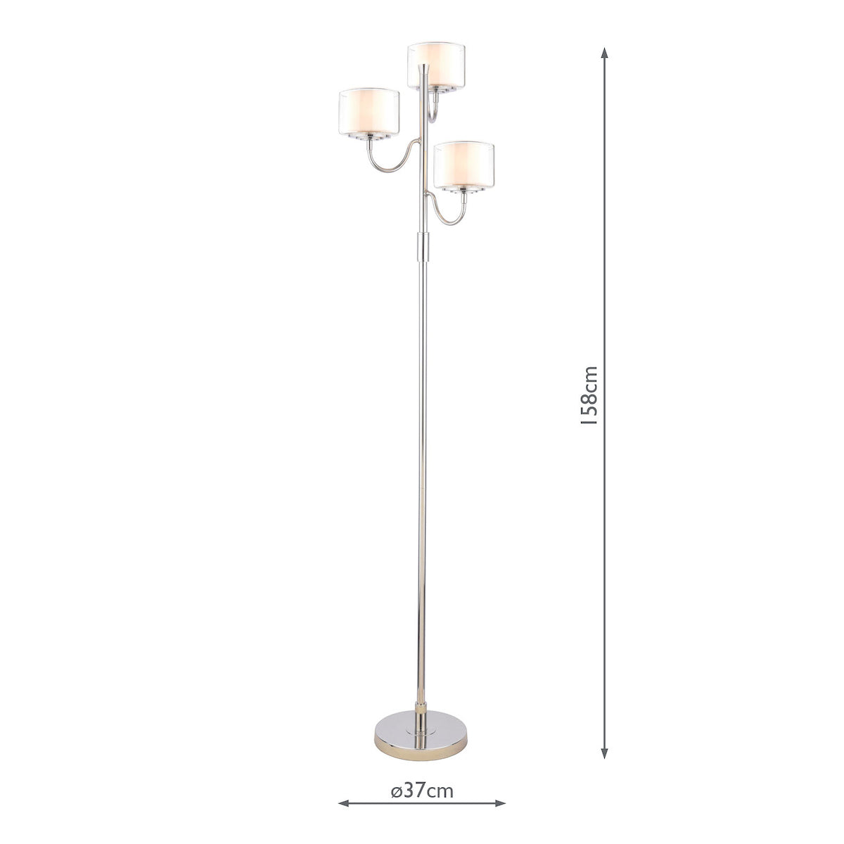 Lampada da Terra Laura Ashley Southwell a 3 Luci in Nichel Lucido e Vetro Opale
