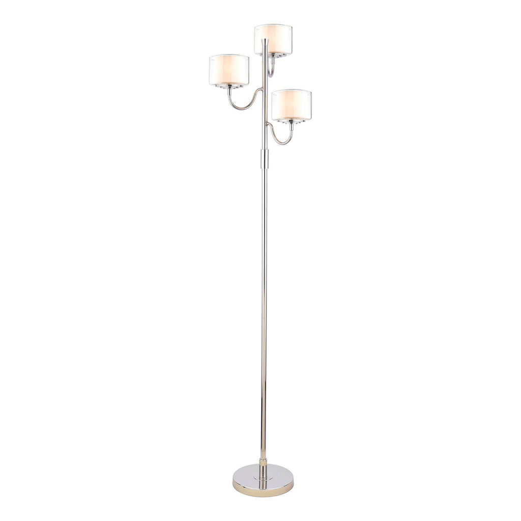 Lampada da Terra Laura Ashley Southwell a 3 Luci in Nichel Lucido e Vetro Opale