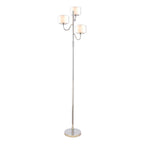 Lampada da Terra Laura Ashley Southwell a 3 Luci in Nichel Lucido e Vetro Opale