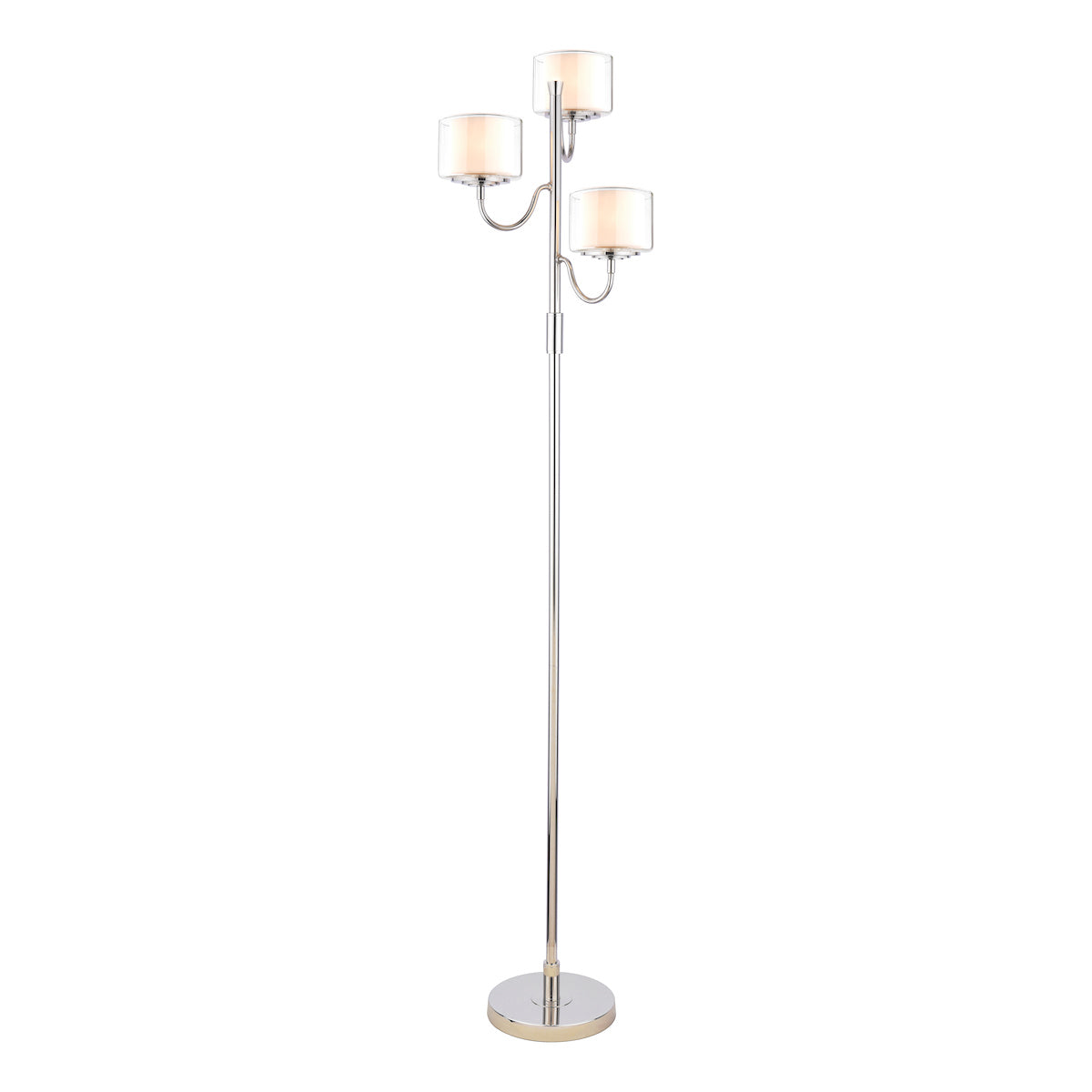 Lampada da Terra Laura Ashley Southwell a 3 Luci in Nichel Lucido e Vetro Opale