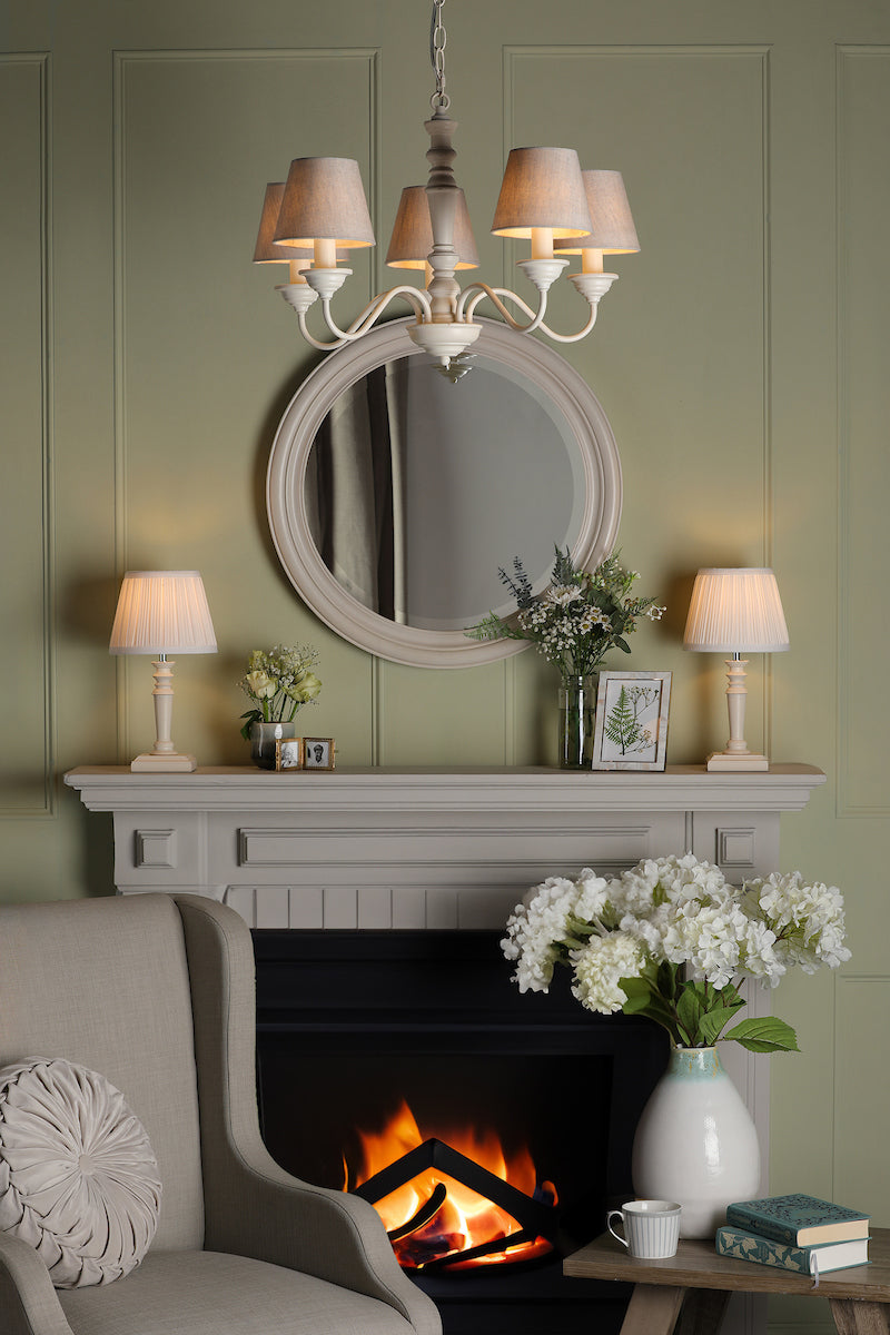 Lampade da tavolo Laura Ashley Tate in confezione doppia in legno invecchiato con paralume