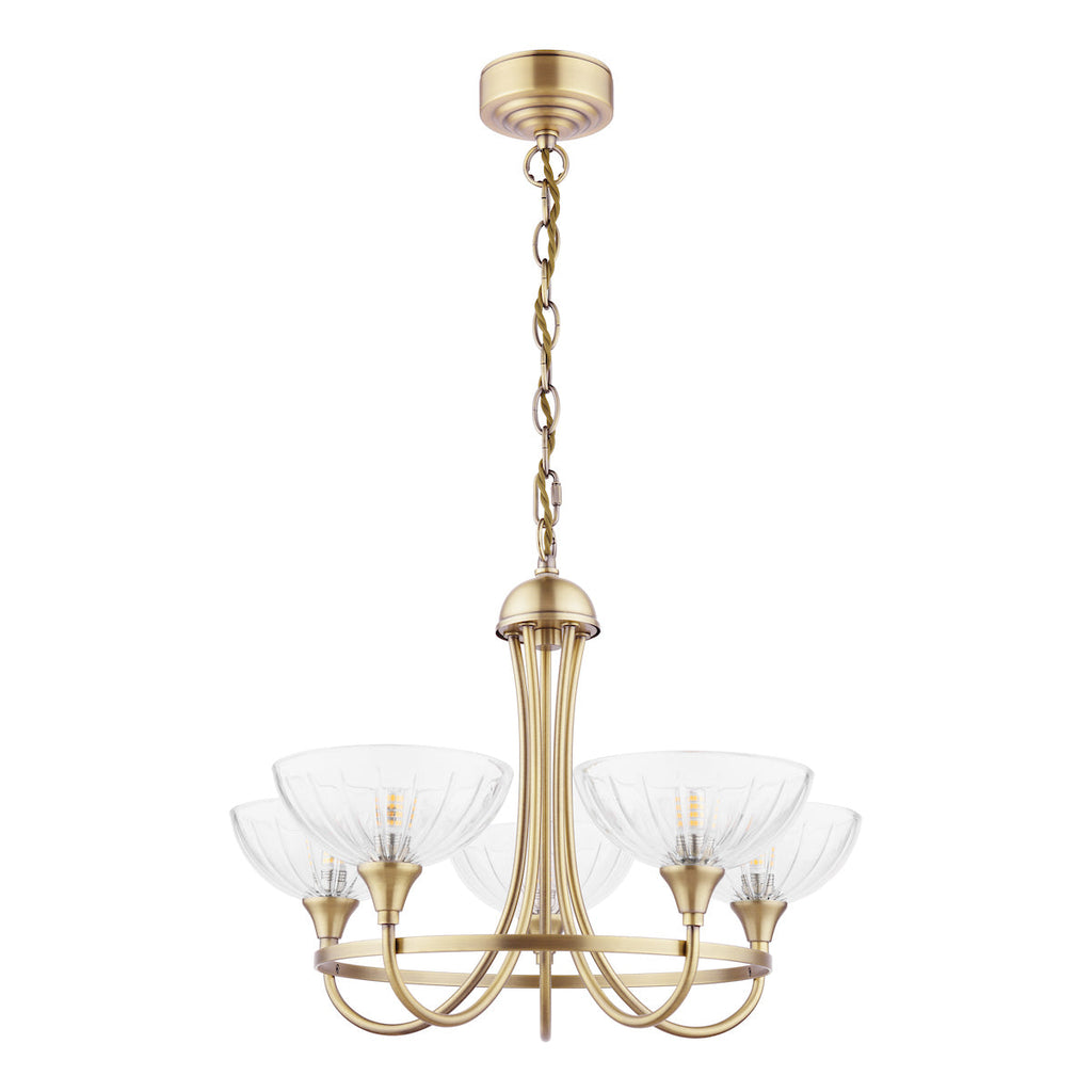Laura Ashley Wellham 5 Luci Sospensione con Bracci Ottone Antico
