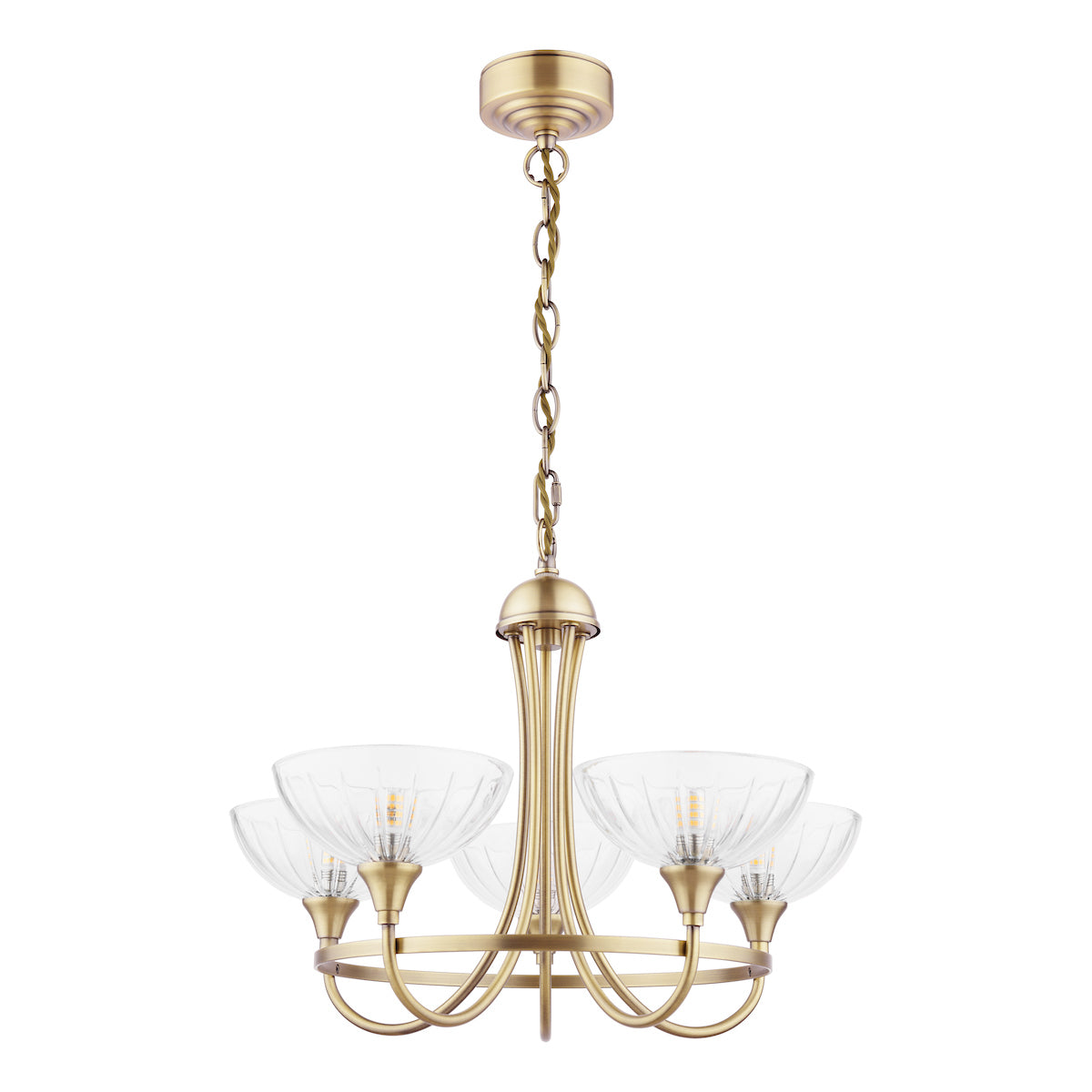 Laura Ashley Wellham 5 Luci Sospensione con Bracci Ottone Antico