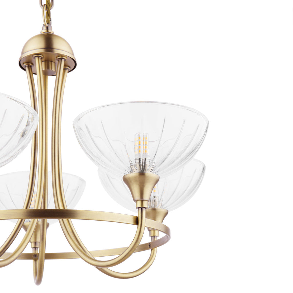 Laura Ashley Wellham 5 Luci Sospensione con Bracci Ottone Antico