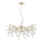 Laura Ashley Willow Lampadario a 3 Luci Champagne Satinato con Gocce di Cristallo