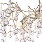 Laura Ashley Willow Lampadario a 3 Luci Champagne Satinato con Gocce di Cristallo