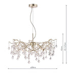 Laura Ashley Willow Lampadario a 3 Luci Champagne Satinato con Gocce di Cristallo