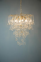 Lampadario Laura Ashley Willow a 4 luci in Champagne Satinato e Cristallo