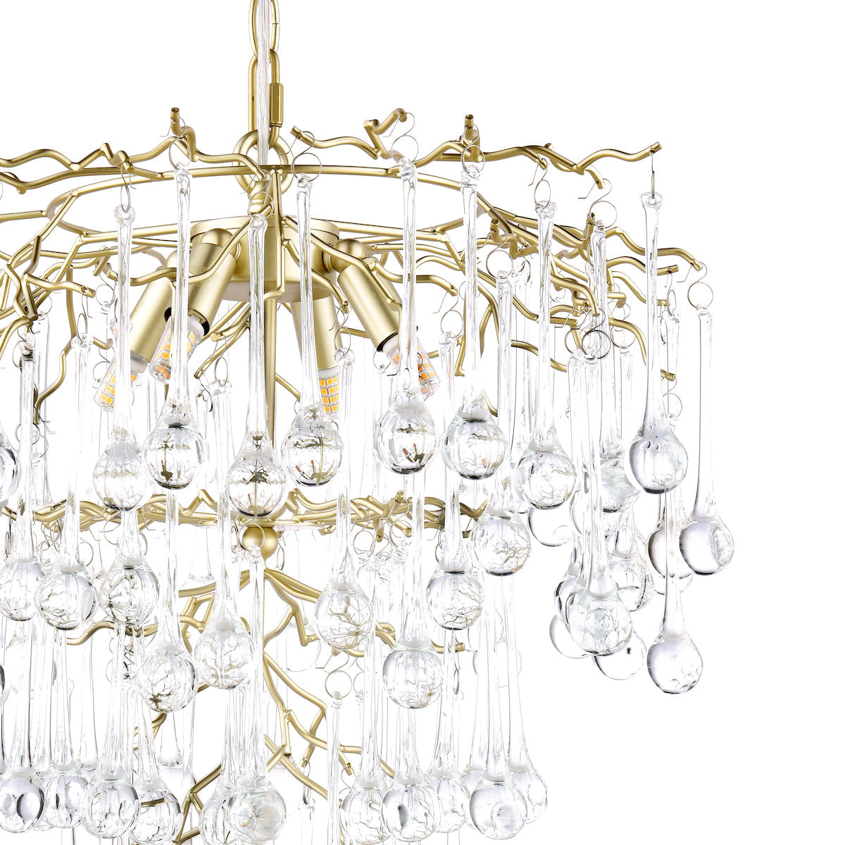 Lampadario Laura Ashley Willow a 4 luci in Champagne Satinato e Cristallo