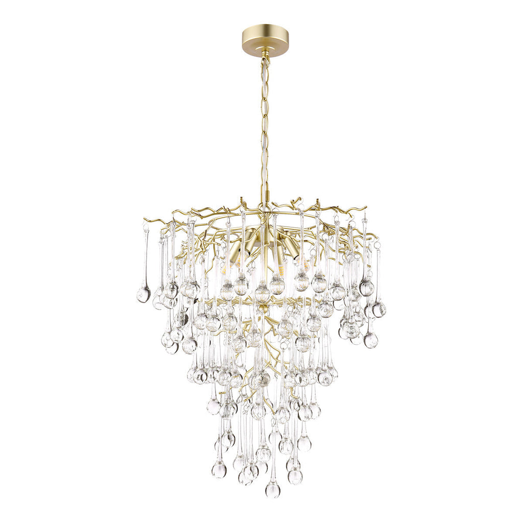 Lampadario Laura Ashley Willow a 4 luci in Champagne Satinato e Cristallo