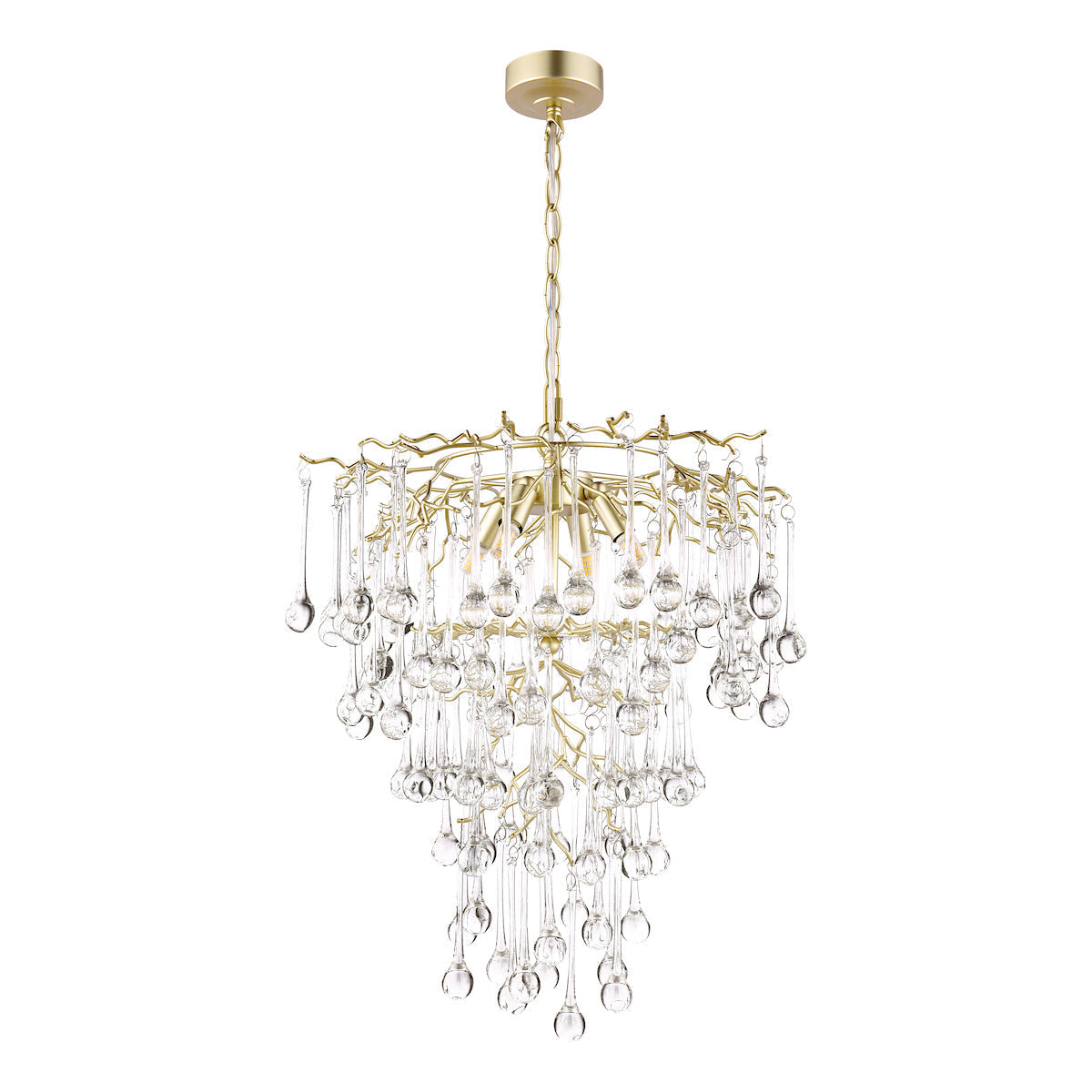 Lampadario Laura Ashley Willow a 4 luci in Champagne Satinato e Cristallo