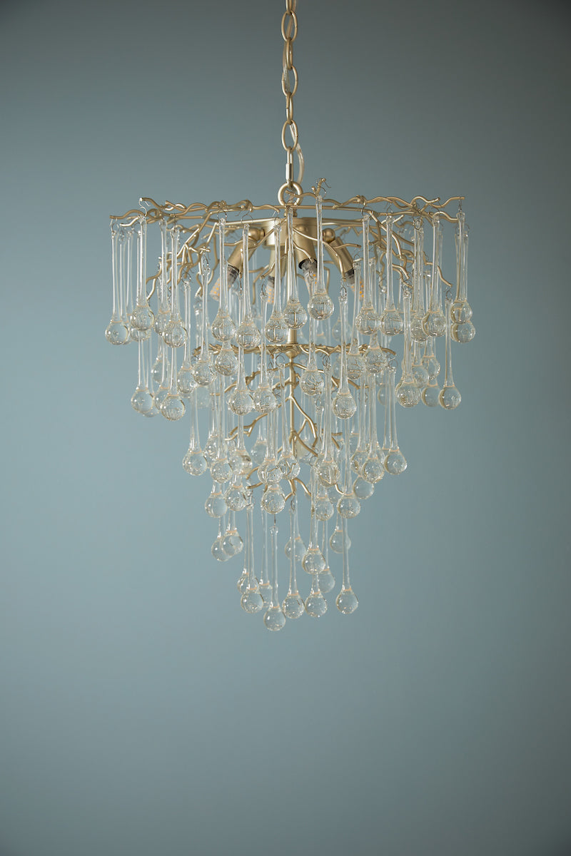 Lampadario Laura Ashley Willow a 4 luci in Champagne Satinato e Cristallo
