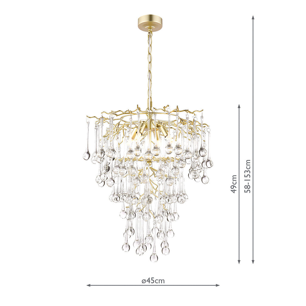 Lampadario Laura Ashley Willow a 4 luci in Champagne Satinato e Cristallo