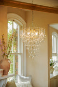 Lampadario Laura Ashley Willow a 4 luci in Champagne Satinato e Cristallo