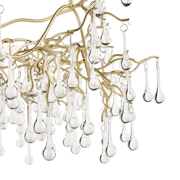 Lampadario a 5 luci Laura Ashley Willow in Champagne Satinato con Gocce di Cristallo