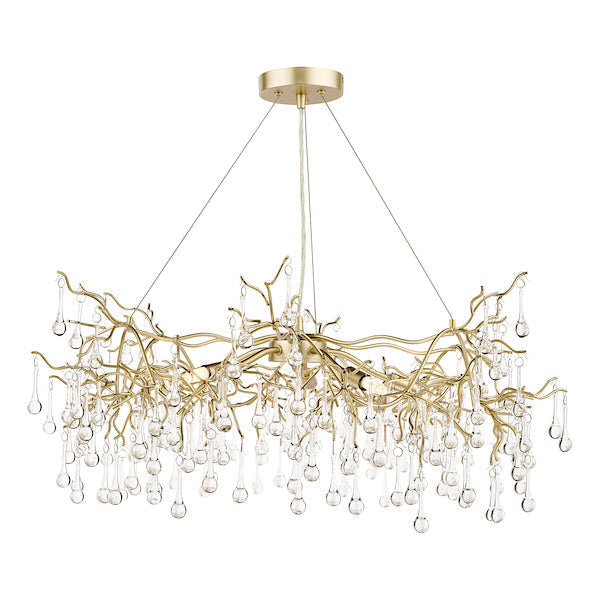 Lampadario a 5 luci Laura Ashley Willow in Champagne Satinato con Gocce di Cristallo
