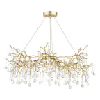 Lampadario a 5 luci Laura Ashley Willow in Champagne Satinato con Gocce di Cristallo
