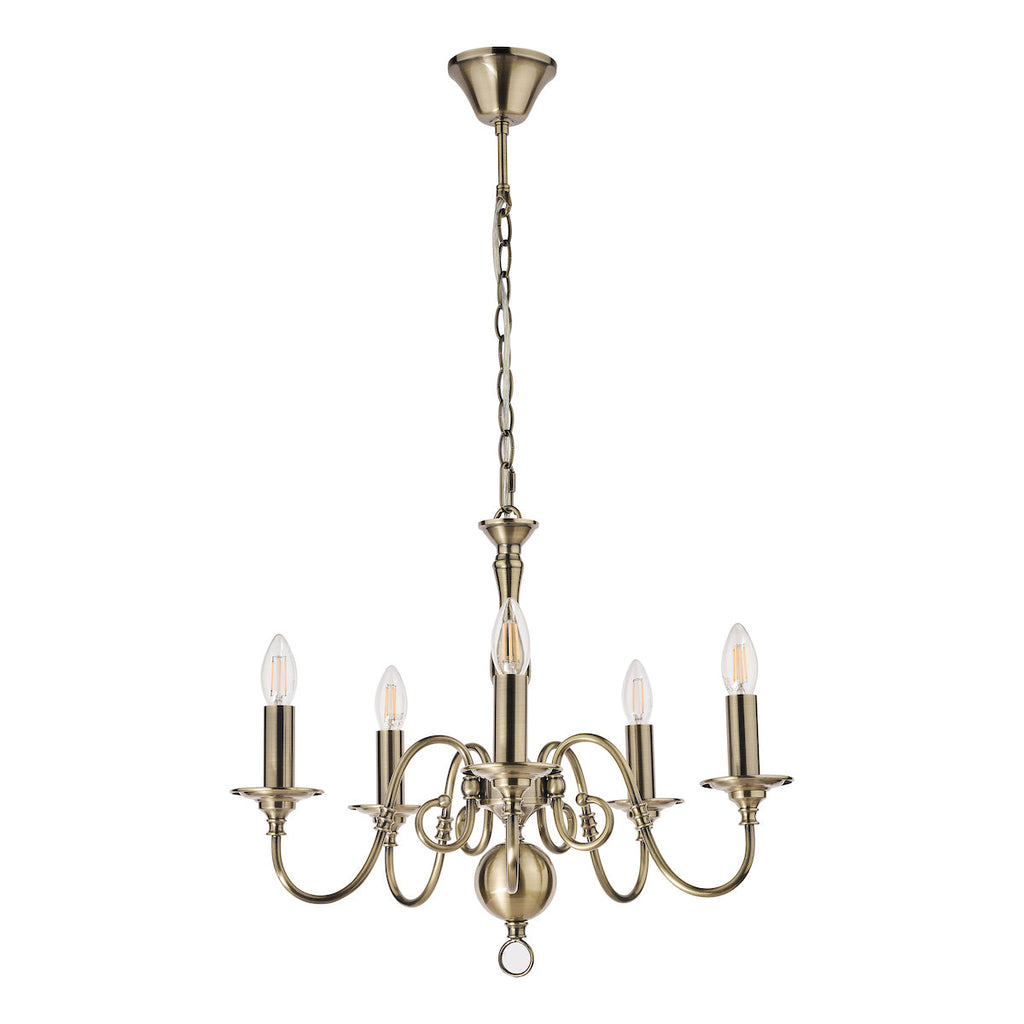 Laura Ashley Winchester Lampadario a 5 Luci Ottone Antico