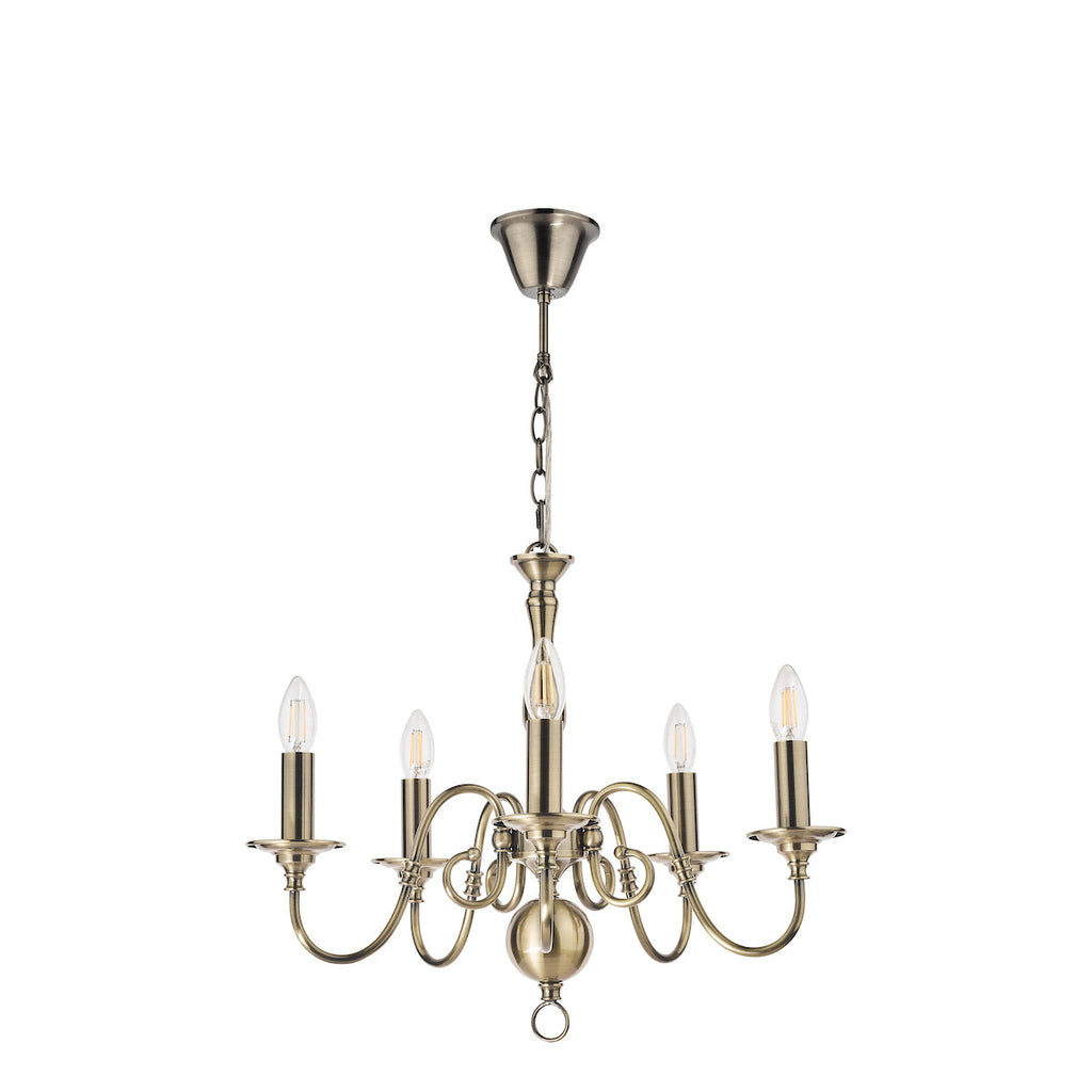 Laura Ashley Winchester Lampadario a 5 Luci Ottone Antico