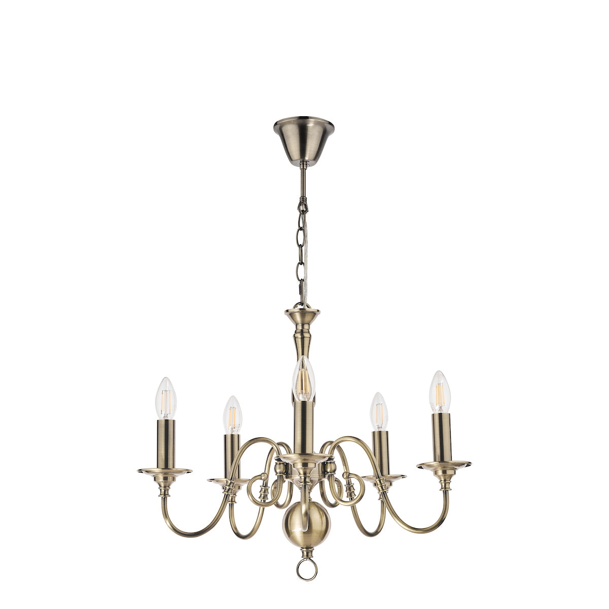 Laura Ashley Winchester Lampadario a 5 Luci Ottone Antico