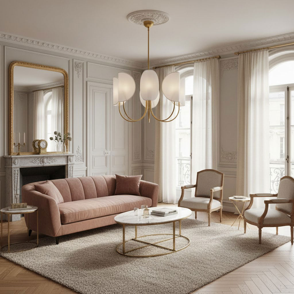 Lampadario in Ottone a Foglia