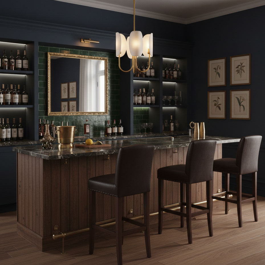 Lampadario in Ottone a Foglia