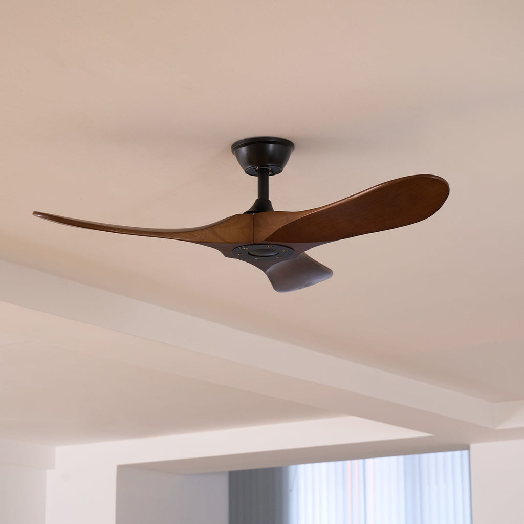 Ventilatore da Soffitto Leno Moderno in Legno di Noce con Telecomando