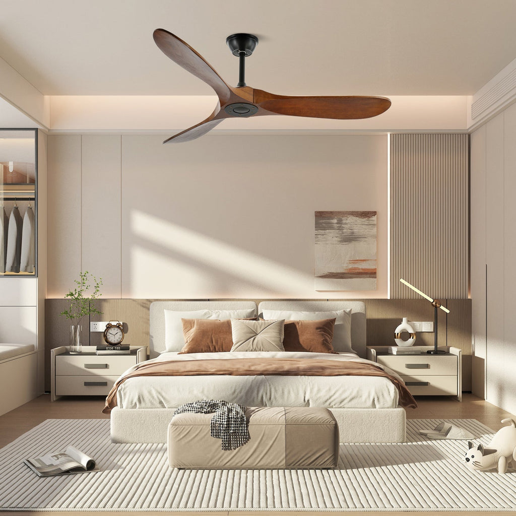 Ventilatore da Soffitto Leno Moderno in Legno di Noce con Telecomando