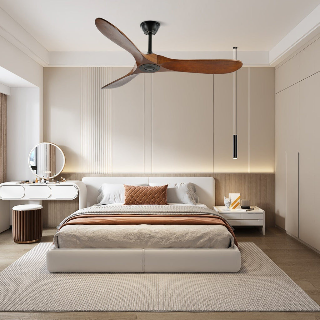 Ventilatore da Soffitto Leno Moderno in Legno di Noce con Telecomando