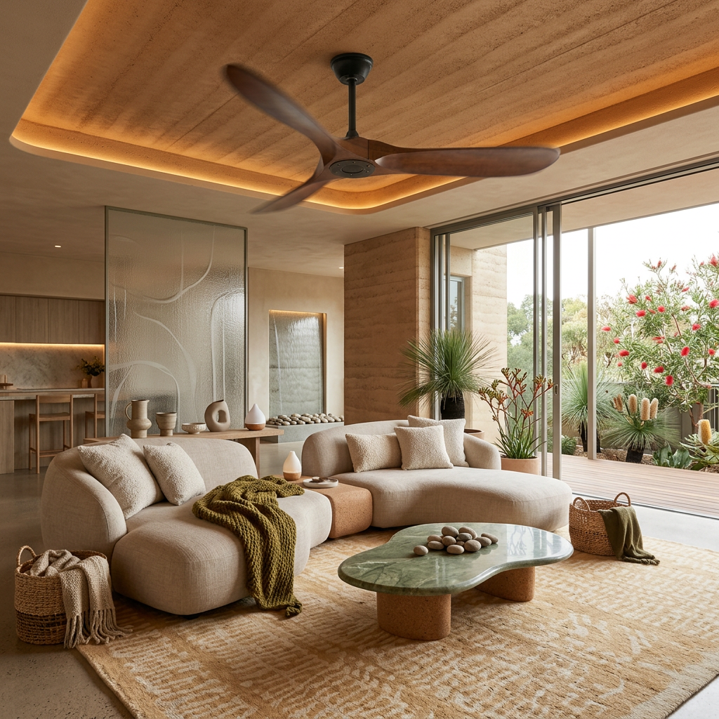 Ventilatore da Soffitto Leno Moderno in Legno di Noce con Telecomando