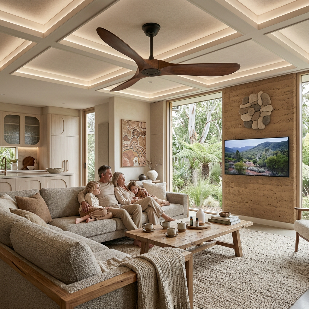 Ventilatore da Soffitto Leno Moderno in Legno di Noce con Telecomando