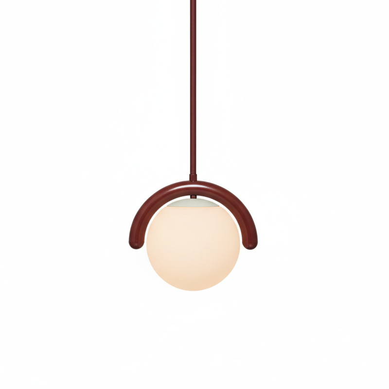 Lampadario Lineare Uveta Rosso&Argento