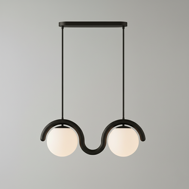 Lampadario Lineare Uveta Rosso&Argento